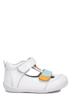 KP50 Kifidis-Kids İlk Adım Unisex Çocuk Deri Ayakkabı 19-25 Beyaz Renkli