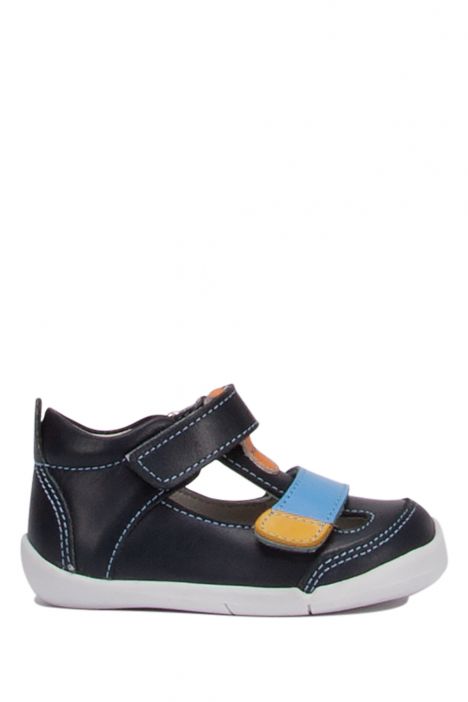 KP50 Kifidis-Kids İlk Adım Unisex Çocuk Deri Ayakkabı 19-25 Lacivert Renkli