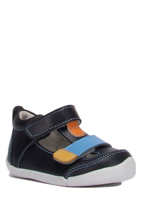 KP50 Kifidis-Kids İlk Adım Unisex Çocuk Deri Ayakkabı 19-25 Lacivert Renkli