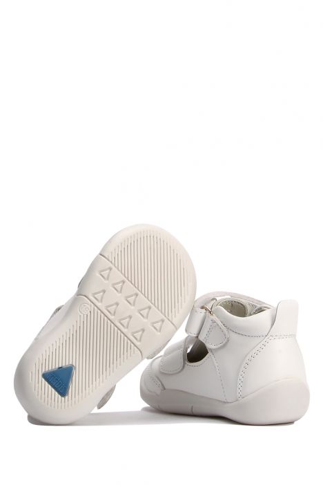 KP50 Kifidis-Kids İlk Adım Unisex Çocuk Deri Ayakkabı 19-25 Düz Beyaz