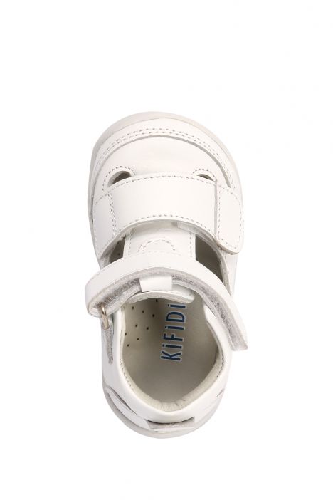KP50 Kifidis-Kids İlk Adım Unisex Çocuk Deri Ayakkabı 19-25 Düz Beyaz