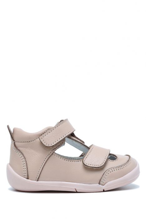 KP50 Kifidis-Kids İlk Adım Unisex Çocuk Deri Ayakkabı 19-25 Pudra Deri