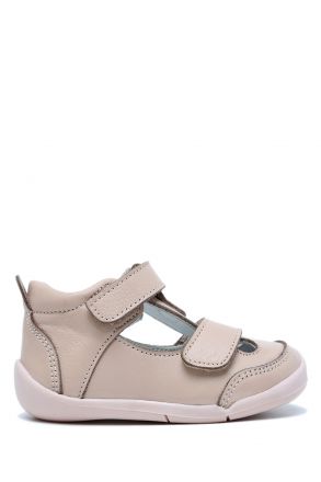 KP50 Kifidis-Kids İlk Adım Unisex Çocuk Deri Ayakkabı 19-25 Pudra Deri