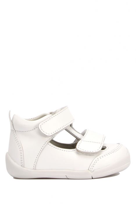 KP50 Kifidis-Kids İlk Adım Unisex Çocuk Deri Ayakkabı 19-25 Düz Beyaz
