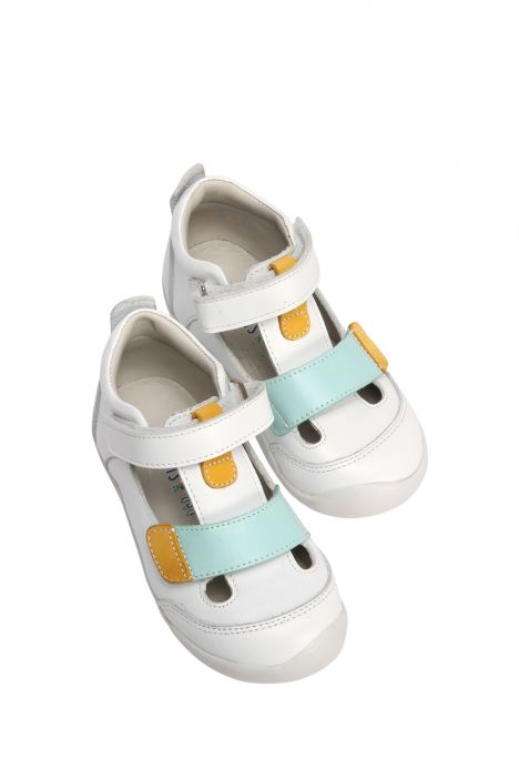 KP50 Kifidis-Kids İlk Adım Unisex Çocuk Deri Ayakkabı 19-25 Beyaz Renkli