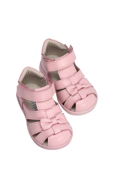 KP51 Kifidis-Kids İlk Adım Kız Çocuk Deri Ayakkabı 19-23 Pembe Deri