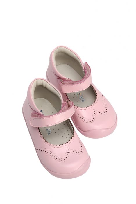KP52 Kifidis-Kids İlk Adım Kız Çocuk Deri Ayakkabı 19-25 Pembe Deri