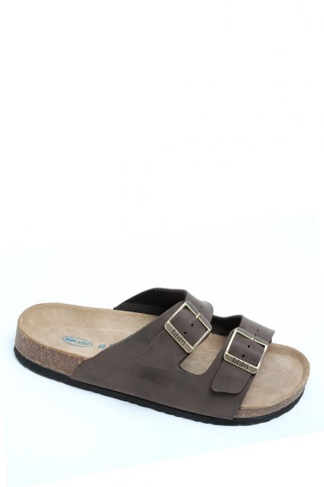 KS0765SE Kifidis Soft Step Erkek Çift Bantlı Mantar Terlik 40-46 03 - Kahve