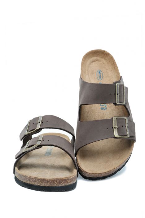 KS0765SE Kifidis Soft Step Erkek Çift Bantlı Mantar Terlik 40-46 03 - Kahve