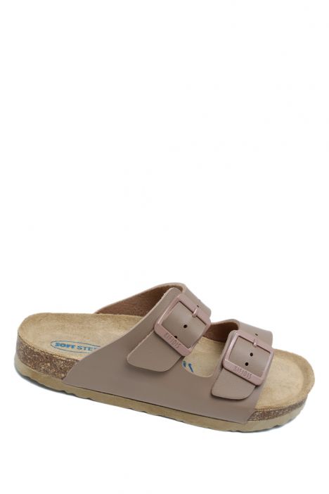 KS10260SJ Kifidis-Kids Soft Step Çocuk Çift Bantlı Mantar Terlik 30-35 46 - Vizon