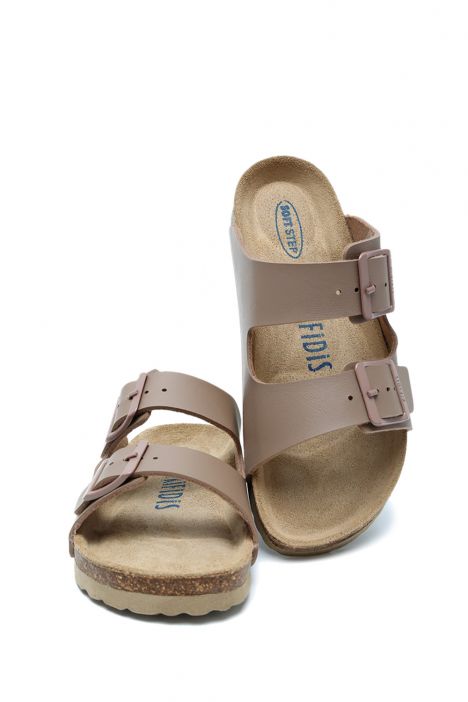 KS10260SJ Kifidis-Kids Soft Step Çocuk Çift Bantlı Mantar Terlik 30-35 46 - Vizon