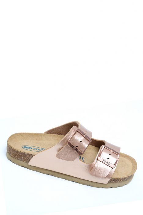 KS10260SJ Kifidis-Kids Soft Step Çocuk Çift Bantlı Mantar Terlik 30-35 44 - Rose Gold