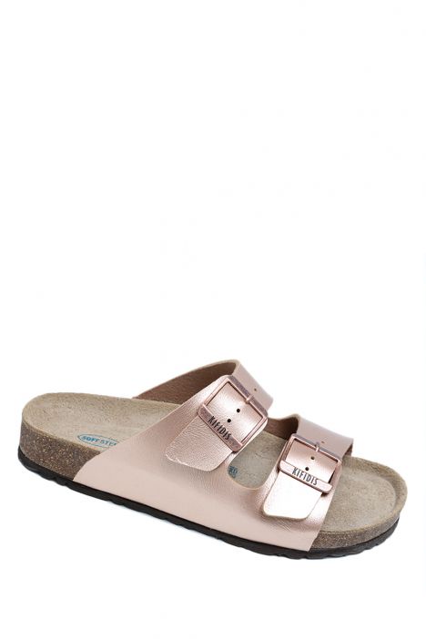 KS10260SK Kifidis Soft Step Kadın Çift Bantlı Mantar Terlik 36-41 44 - Rose Gold