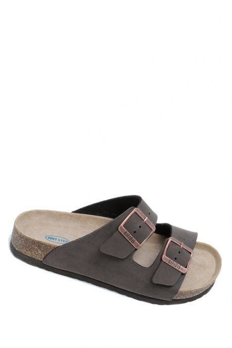 KS10260SK Kifidis Soft Step Kadın Çift Bantlı Mantar Terlik 36-41 03 - Kahve
