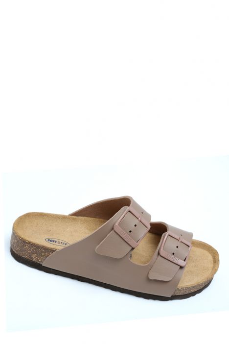 KS10260SK Kifidis Soft Step Kadın Çift Bantlı Mantar Terlik 36-41 46 - Vizon