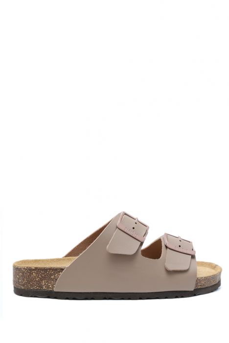 KS10260SK Kifidis Soft Step Kadın Çift Bantlı Mantar Terlik 36-41 46 - Vizon
