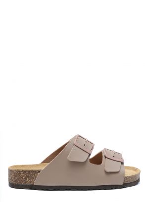 KS10260SK Kifidis Soft Step Kadın Çift Bantlı Mantar Terlik 36-41 46 - Vizon