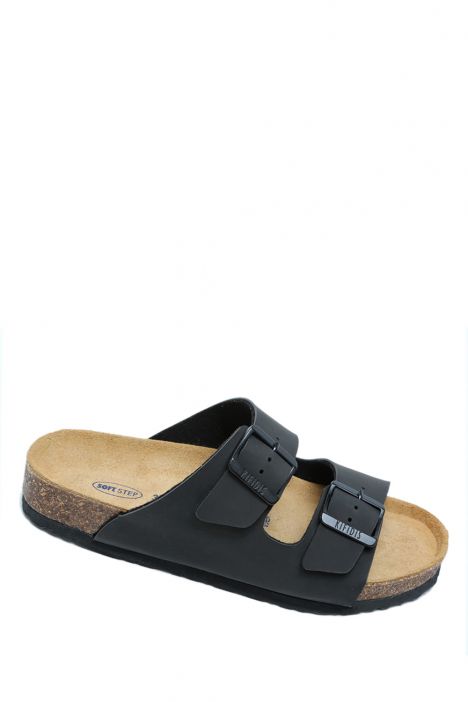 KS10260SK Kifidis Soft Step Kadın Çift Bantlı Mantar Terlik 36-41 04 - Mat Siyah