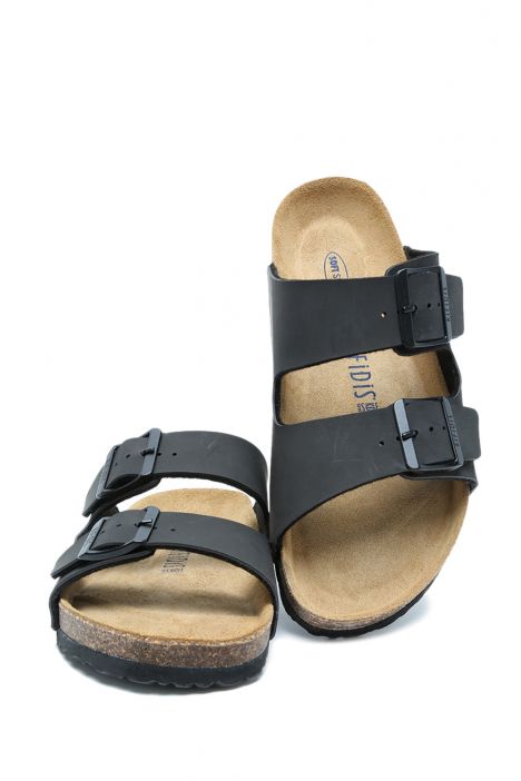 KS10260SK Kifidis Soft Step Kadın Çift Bantlı Mantar Terlik 36-41 04 - Mat Siyah