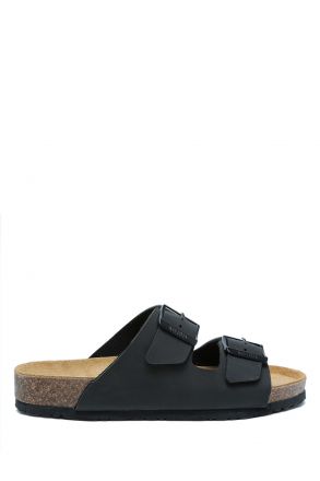 KS10260SK Kifidis Soft Step Kadın Çift Bantlı Mantar Terlik 36-41 04 - Mat Siyah