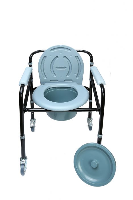 KY696 Kifidis Tekerlekli Tuvaletli Banyo Sandalyesi AGSTWC005 Siyah / Black