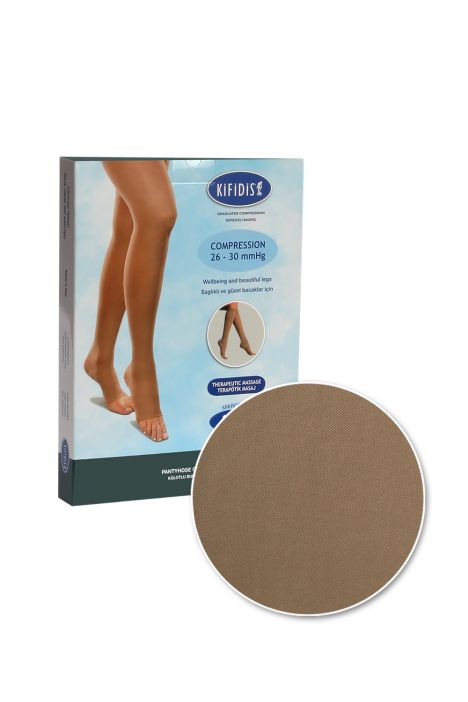 Kifidis 280 Den. 26-30 mmHg Dizaltı Mikrofiber Burnu Açık Bej / Beige