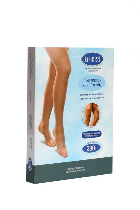 Kifidis 280 Den. 26-30 Kasığa Kadar Silikonlu Mikrofiber Burnu Açık Bej / Beige