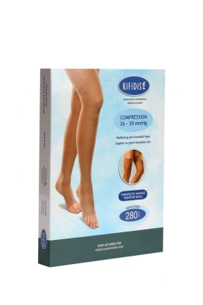Kifidis 280 Den. 26-30 Kasığa Kadar Silikonlu Mikrofiber Burnu Açık Bej / Beige
