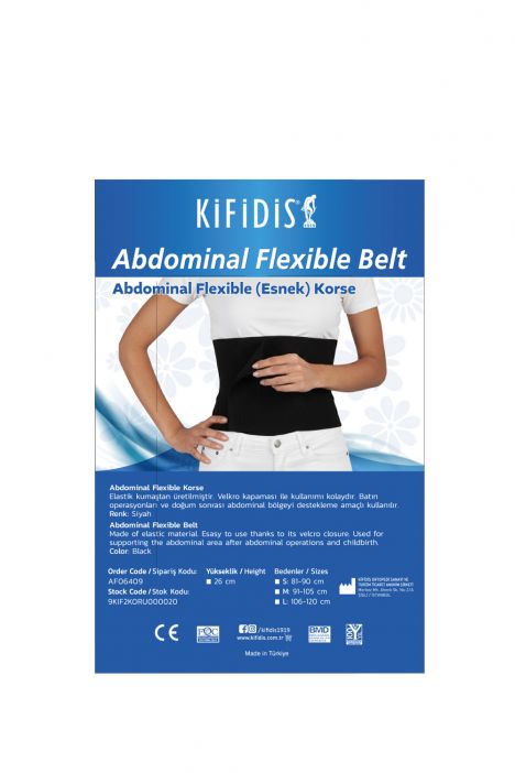 Kifidis Abdominal Flexible Korse - Siyah 26 cm