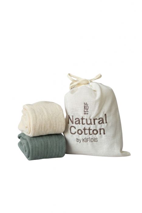 Kifidis Organik Soket Çorap Ekru - Yeşil