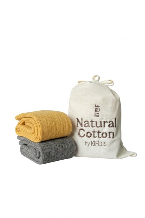 Kifidis Organik Soket Çorap Açık Gri - Hardal