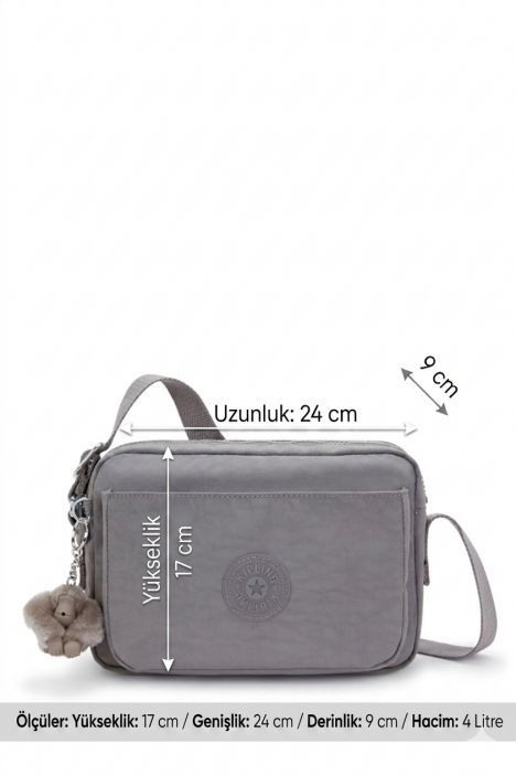 Kipling ABANU M Orta Boy Omuz Çantası 17x24x9 cm Grey Gris