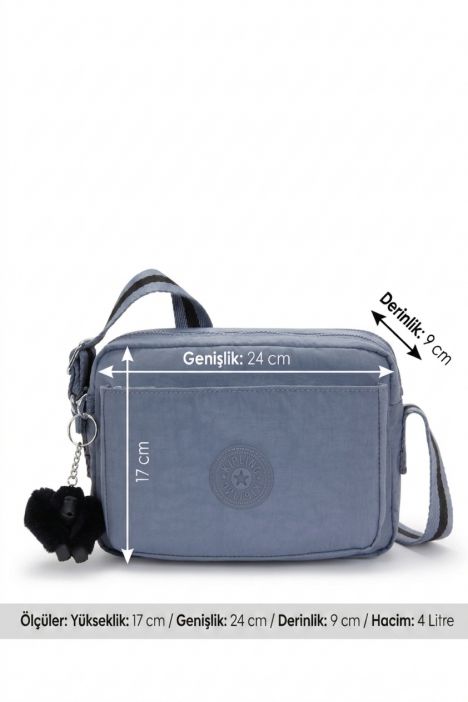 Kipling ABANU M Orta Boy Omuz Çantası 17x24x9 cm Blue Stone