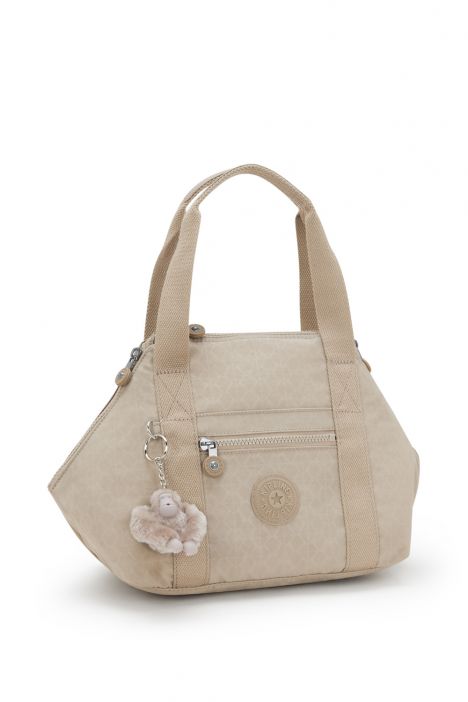 Kipling ART MINI Küçük Boy Omuz Çantası 20x38x18,5 cm Sign Beige Emb