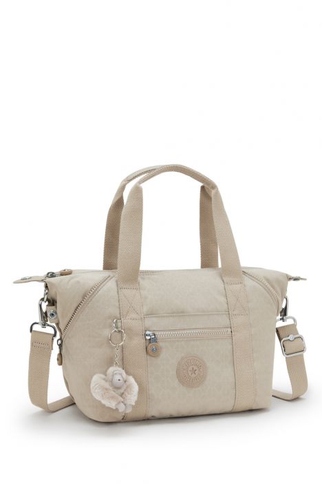 Kipling ART MINI Küçük Boy Omuz Çantası 20x38x18,5 cm Sign Beige Emb