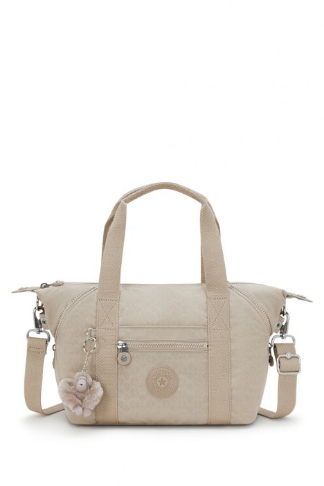 Kipling ART MINI Küçük Boy Omuz Çantası 20x38x18,5 cm Sign Beige Emb