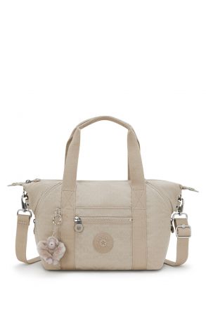 Kipling ART MINI Küçük Boy Omuz Çantası 20x38x18,5 cm Sign Beige Emb