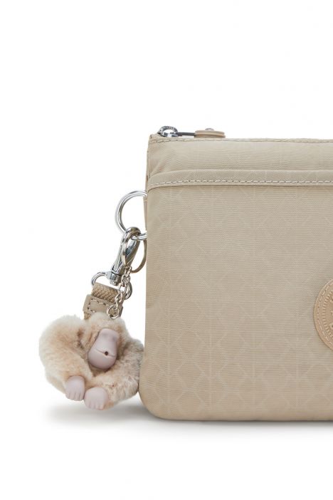 Kipling RIRI Küçük Boy Omuz Çantası 16x24x6.5 cm Sign Beige Emb
