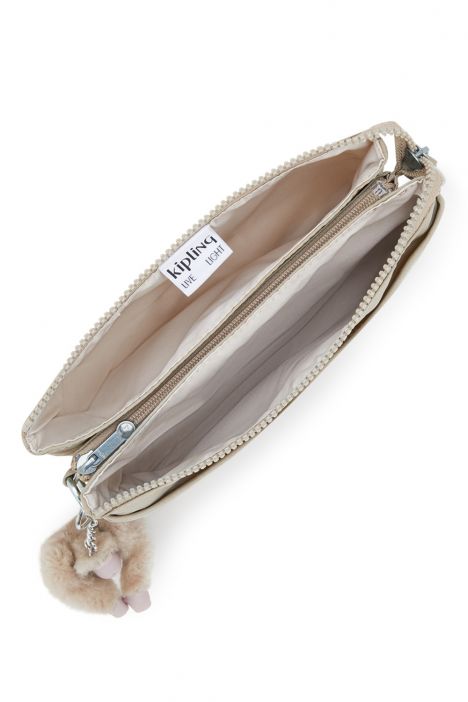 Kipling RIRI Küçük Boy Omuz Çantası 16x24x6.5 cm Sign Beige Emb