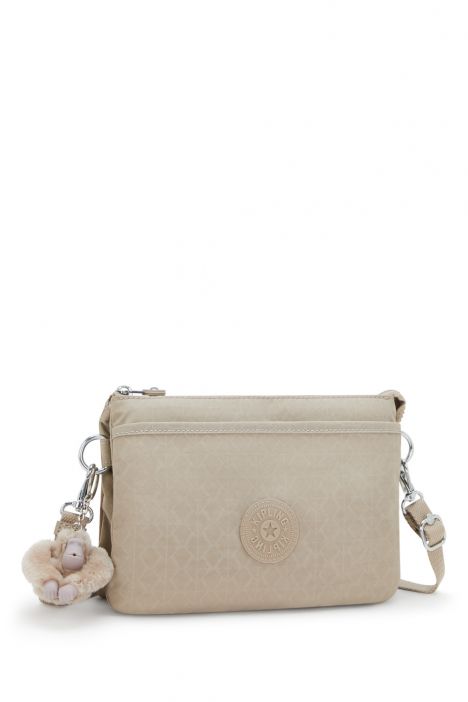 Kipling RIRI Küçük Boy Omuz Çantası 16x24x6.5 cm Sign Beige Emb
