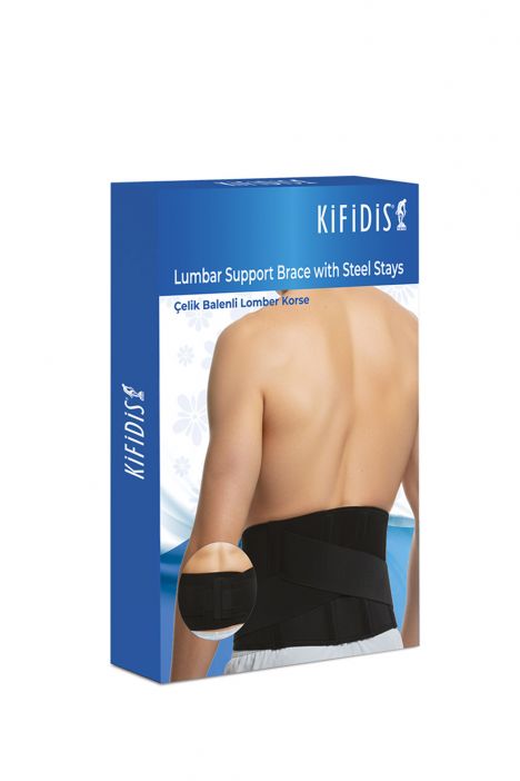 L5202 Kifidis Çelik Balenli Germe Bantlı Lomber Korse Siyah / Black