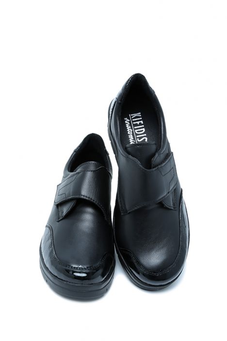 Luna 54 Ac-Kifidis Kadın Anatomik Velkrolu Streç Deri Ayakkabı 36-41 Siyah/Black Croco 918/0438/738