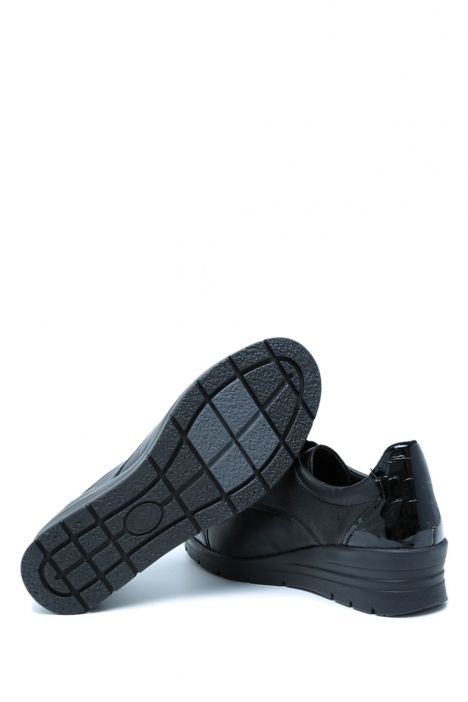 Luna 54 Ac-Kifidis Kadın Anatomik Velkrolu Streç Deri Ayakkabı 36-41 Siyah/Black Croco 918/0438/738