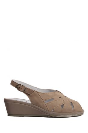 Marina Ac-Kifidis Kadın Anatomik Nubuk Sandalet 35-42 Vizon/Taupe 196