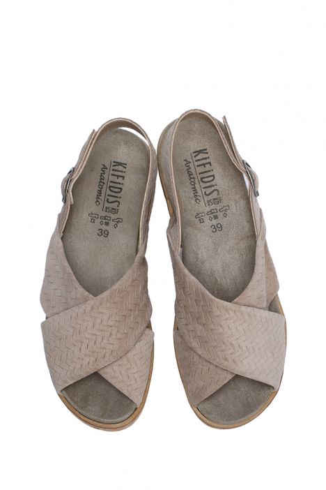 Mia 35 Ac-Kifidis Kadın Anatomik Nubuk Sandalet 35-41 Vizon/Avola Turaeg 2076