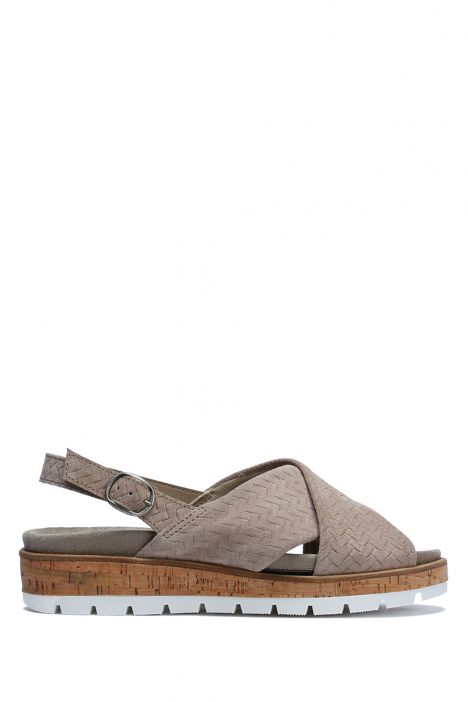 Mia 35 Ac-Kifidis Kadın Anatomik Nubuk Sandalet 35-41 Vizon/Avola Turaeg 2076