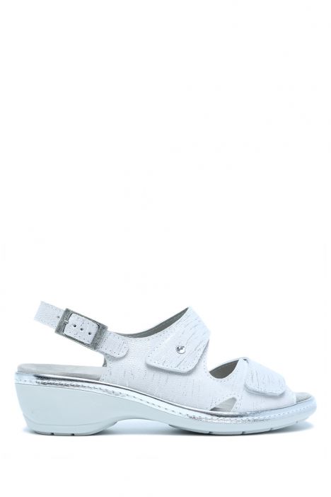 Moni 205 Ac-Kifidis Kadın Anatomik Deri Sandalet 36-41 Gümüş/Silver Baron 3010