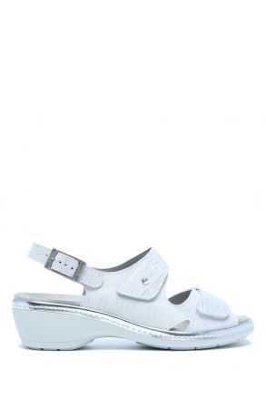 Moni 205 Ac-Kifidis Kadın Anatomik Deri Sandalet 36-41 Gümüş/Silver Baron 3010