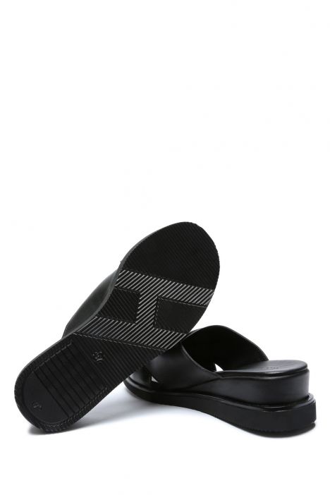 NT883535 Kifidis Anatomik Kadın Deri Topuklu Terlik 36-41 - BT Siyah Deri