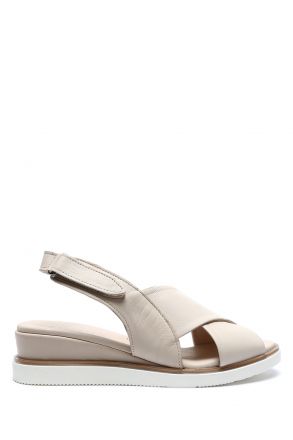 NT883536 Kifidis Anatomik Kadın Deri Topuklu Sandalet 36-41 - BT Bej Deri